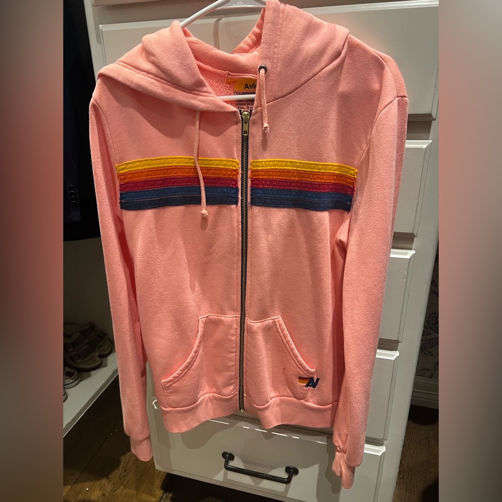 Aviator Nation Zip Hoodie. Medium. Peach